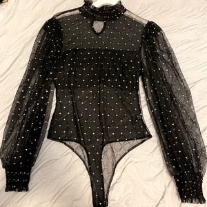 Large long sleeve sheer bodysuit